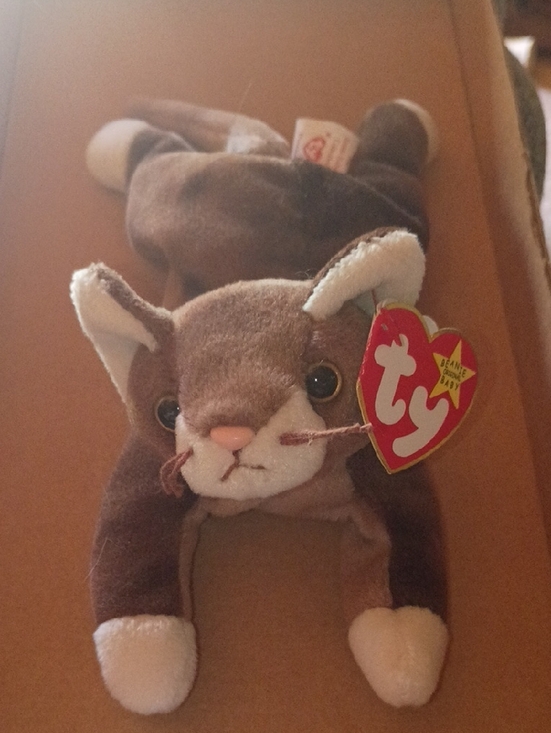 Ty Other - Ty Brown and Cream Cat Beanie Baby with Heart Tag (Pounce)